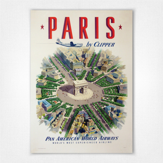 Paris by Clipper poster - Pan Am Arc de Triomphe poster