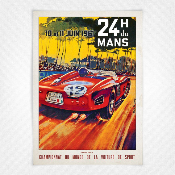 1961 24h du Mans poster - Vintage Car Racing Poster - Beligond