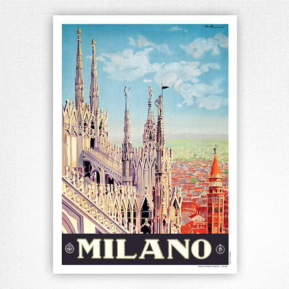 Duomo di Milano poster - Milan Cathedral - Milan Italy travel poster - A Pomi