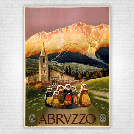 Abruzzo poster - Italy travel poster - Vincenzo Alicandri - c1920