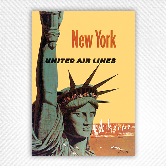 New York United Air Lines print - Stan Galli - c1960