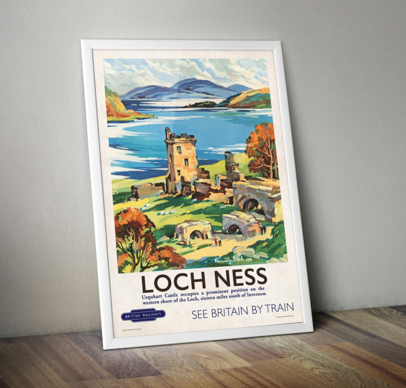 Loch Ness railway poster framed- Scotland - Kenneth Steel