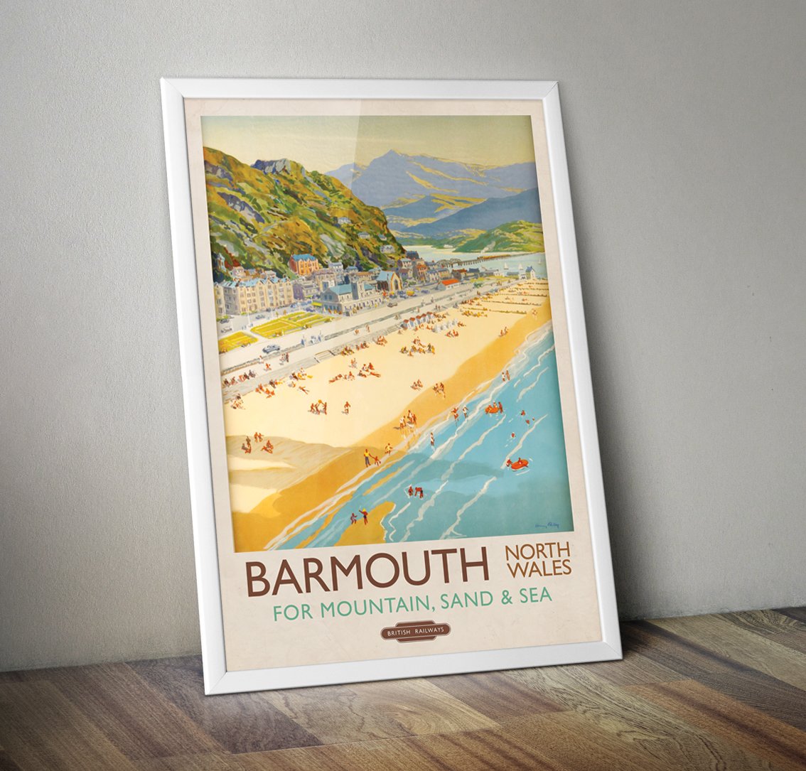 Barmouth North Wales poster - Mountain Sea and Sand - Harry Riley - Image 2