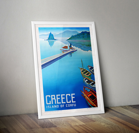 1954 Greece Island of Corfu poster framed