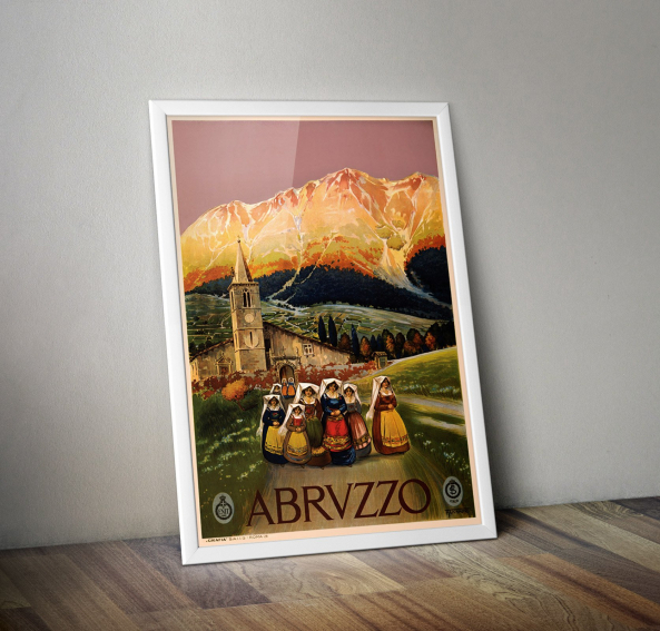 Abruzzo poster - Italy travel poster framed - Vincenzo Alicandri - c1920