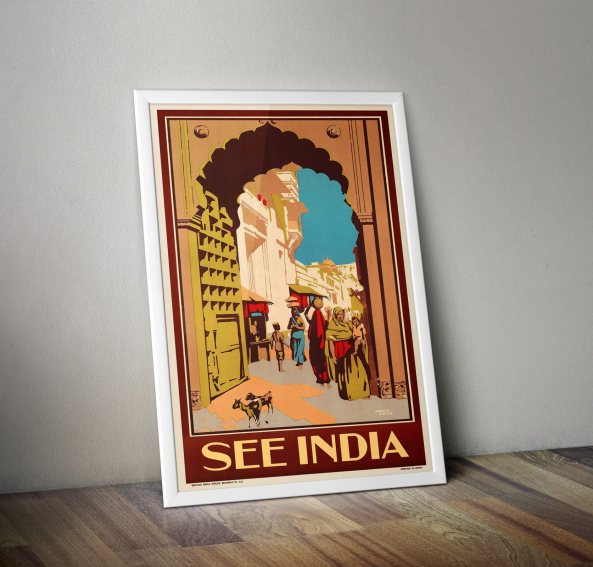 See India Travel Poster | Phanib Sanyal 1910 | Vintage India Poster - Image 2