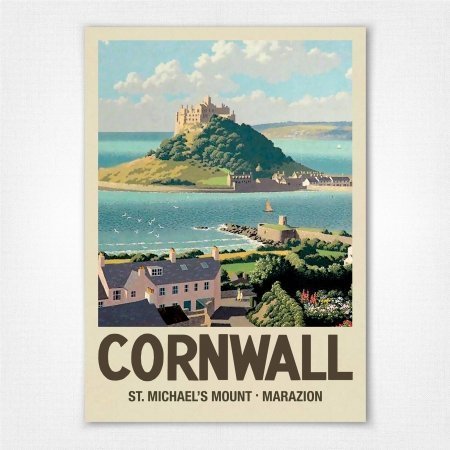 Cornwall St Michaels Mount poster - Ronald Lampitt - c1948