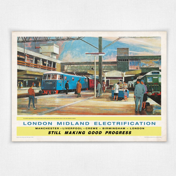 Stafford Station railway poster 'Still Making Good Progress' - John Greene