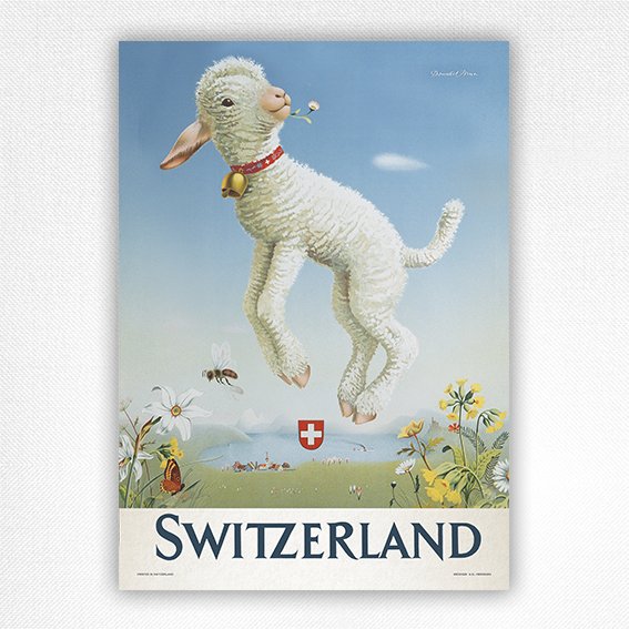 Spring in Switzerland poster - Spring Lamb art - Donald Brun