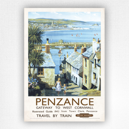 Penzance from Newlyn poster - Cornwall railway poster - Harry Riley - 1955