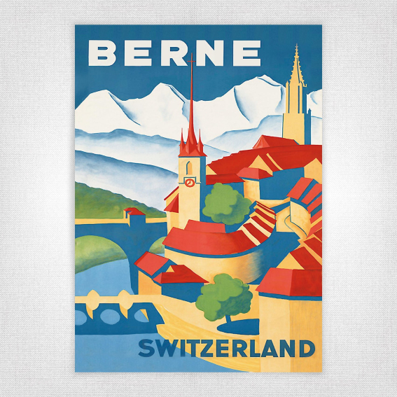 Berne Switzerland travel poster - Hans Schär