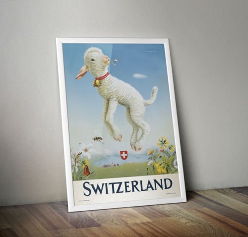 Spring in Switzerland poster - Spring Lamb art - Donald Brun - Image 2