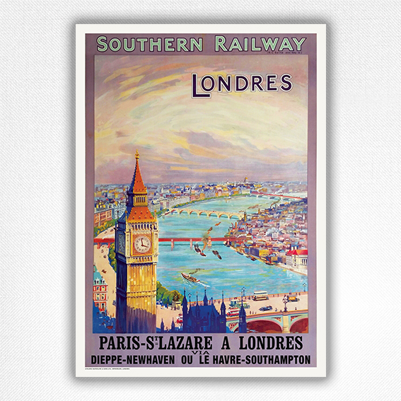Southern Railway Londres poster Paris-St Lazare-Londres