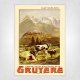 Gruyere poster with Gruyere cows Switzerland - Anton Reckziegel