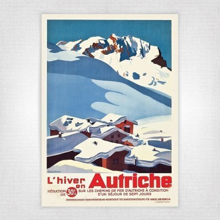 L'Hiver en Autriche poster - Vintage Austria skiing poster - Wunschheim