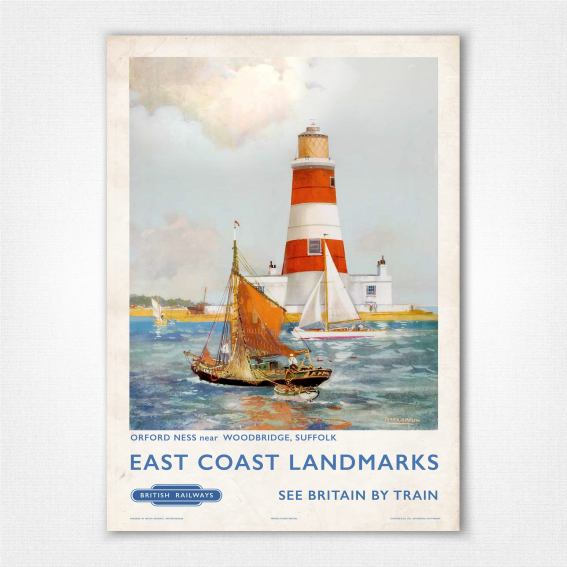Orford Ness poster Suffolk print. Orfordness Lighthouse wall art - Frank Mason