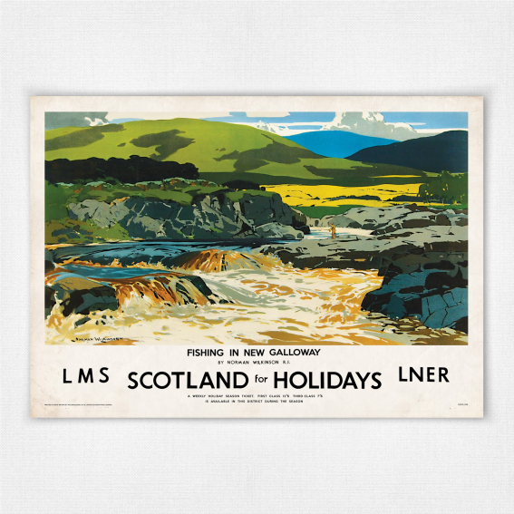 Fishing in New Galloway poster - Scotland for Holidays - N Wilkinson