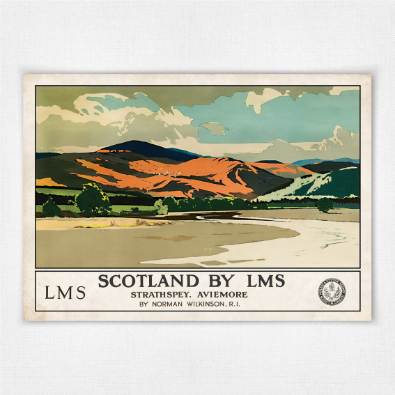 Strathspey Aviemore poster - Scotland by LMS poster - Norman Wilkinson