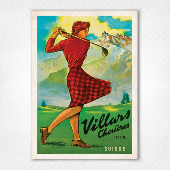Villars Chesieres poster - vintage golf poster - Suisse
