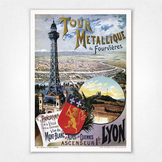 Tour Metallique de Fourvieres poster - Lyon travel poster - Hugo D'Alési