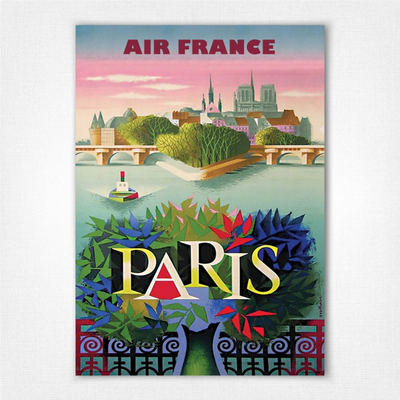 1957 Air France Paris poster - Paris travel poster - Nathan