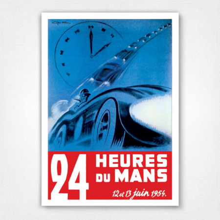 24h du Mans 1954 poster Vintage Car Racing Poster - Geo Ham - 24 Hours of Le Mans 1954