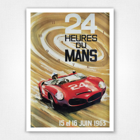 24h du Mans 1963 poster - Vintage Car Racing Poster - G Leygnac