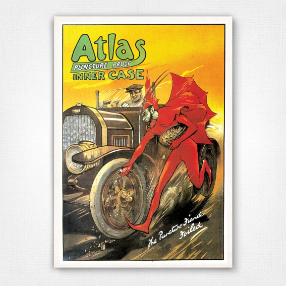 Atlas Puncture Proof Tyres poster The Puncture Fiend Foiled