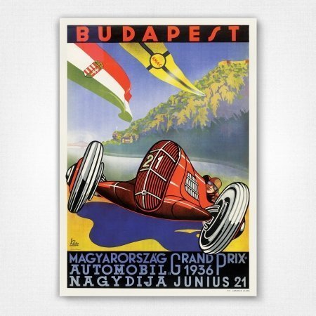 1936 Hungarian Grand Prix poster Budapest - Emil Gerster