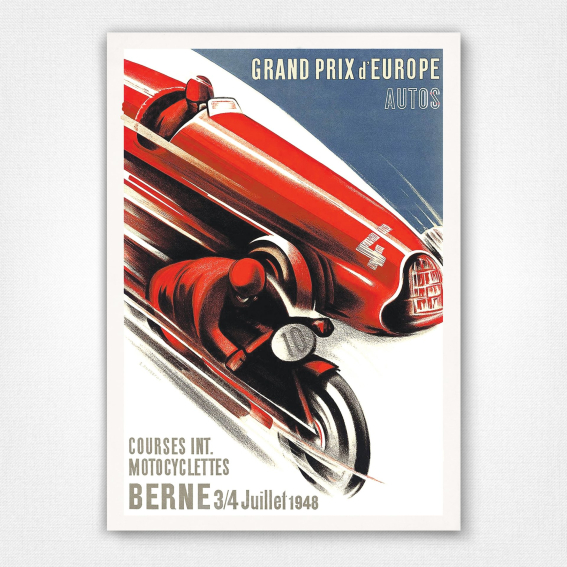 1948 Swiss Grand Prix poster - Grand Prix d'Europe Berne - Ernst Ruprecht