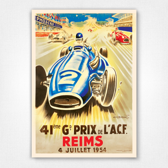 41ème Grand Prix de L'ACF poster - 1954 French Grand Prix - Reims - Geo Ham