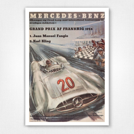 Mercedes Benz Grand Prix Poster Frankrig 1954 poster.