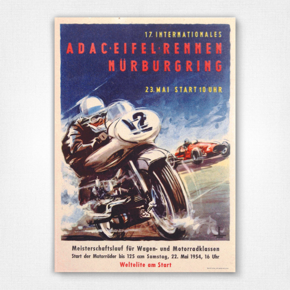 1954 ADAC Eifel Rennen poster - 17 Internationales Nurburgring
