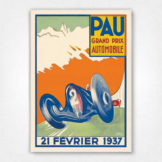 Pau Grand Prix Automobile poster - 21 Février 1937 - Scot