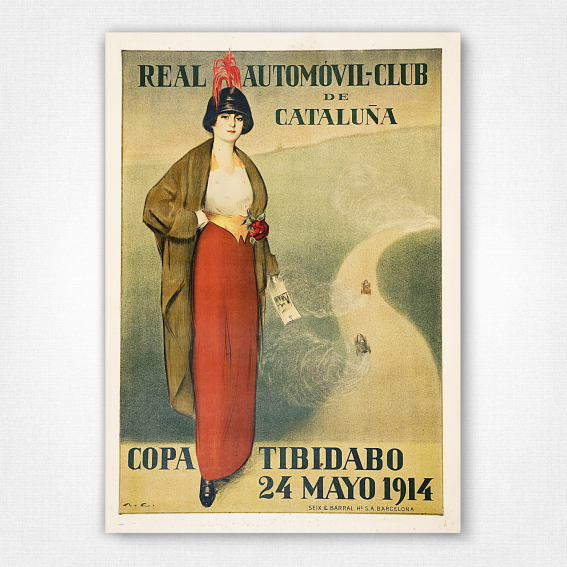 1914 Copa Tibidabo poster - Real Automovil-Club de Cataluna - Ramon Casas