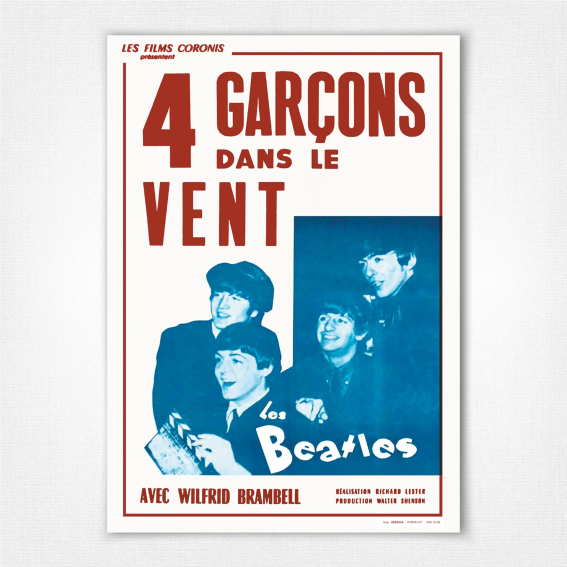 Les Beatles 4 Garçons dans le Vent poster - French A Hard Days Night film poster
