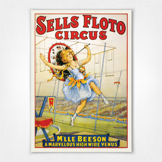 Mlle Beeson poster - vintage Sells Floto Circus wall art