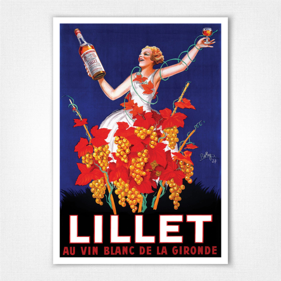 Lillet poster Au Vin Blanc de la Gironde - vintage wine poster - Robys 1937