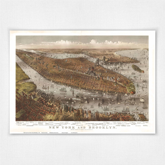 1876 New York and Brooklyn map - Currier & Ives - Parsons & Atwater
