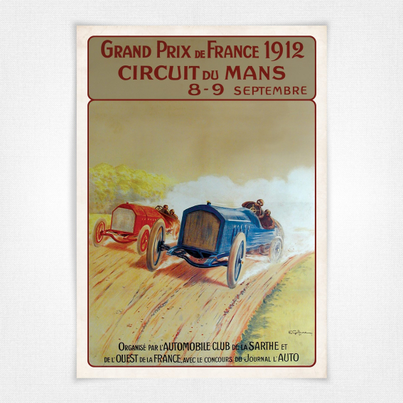 Grand Prix de France 1912 poster - Le Mans French Grand Prix - Guillaume
