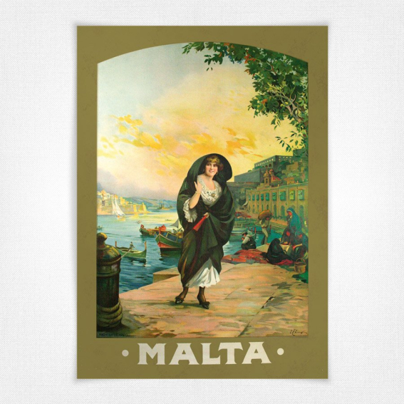 Malta travel poster - EC Dingli - 1930s
