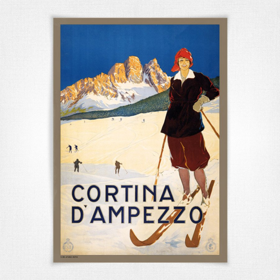 Cortina D'Ampezzo ski poster - ENIT travel poster - 1923