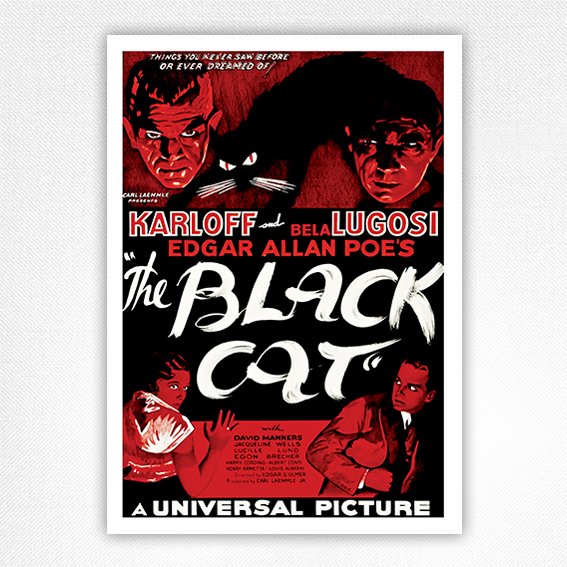 The Black Cat movie poster - Boris Karloff Bela Lugosi - 1934 Style D