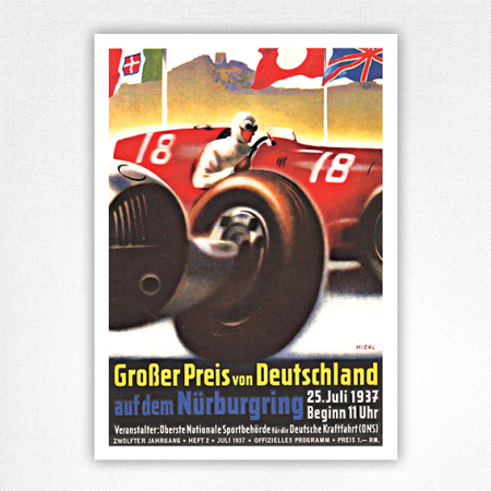 1937 German Grand Prix poster - Grosser Preis von Deutschland 1937 - Alfred Hierl