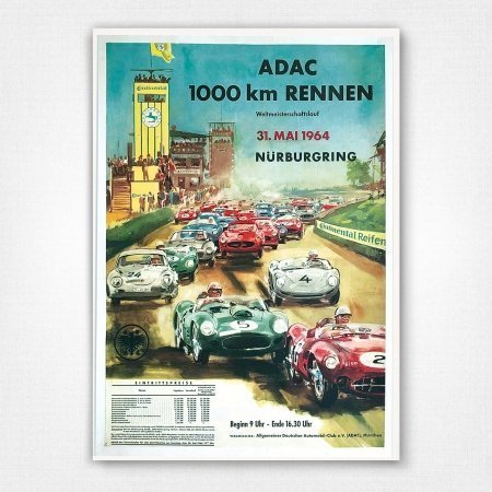 1964 ADAC 1000km Rennen poster Nürburgring racing art