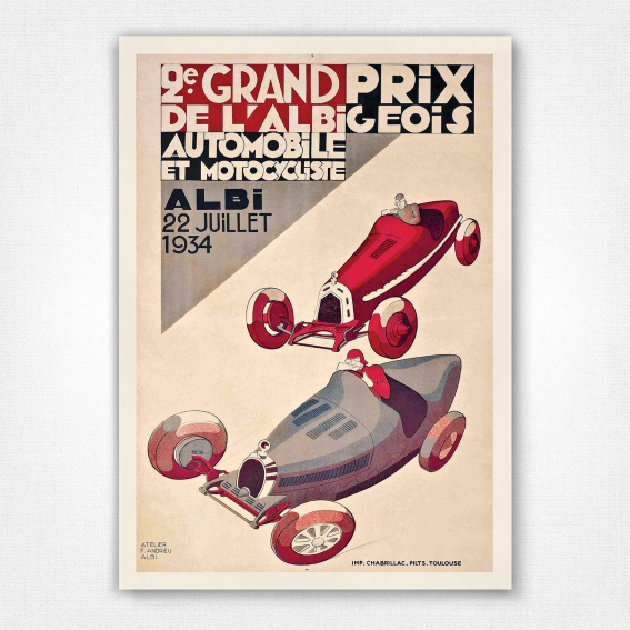 2e Grand Prix de l'Albi poster - 1934 Albi Grand Prix poster - F Andrieu