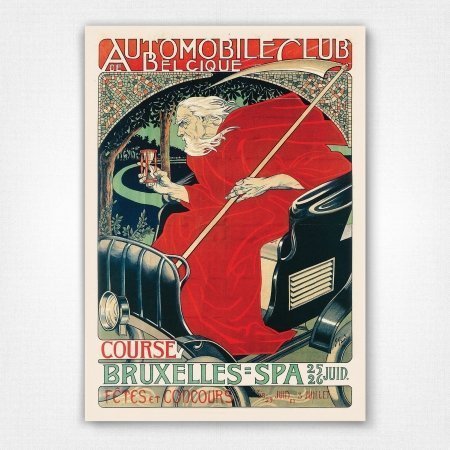 1898 Automobile Club de Belgique poster - Course Brussels-Spa - Georges Gaudy