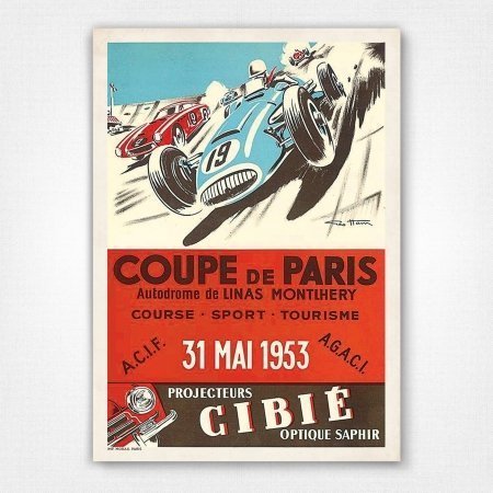 1953 Coupe De Paris poster – Vintage motor sport poster – Geo Ham poster
