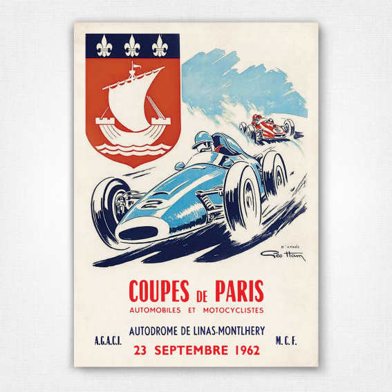 1962 Coupes De Paris poster - Vintage motor sport poster - Geo Ham poster