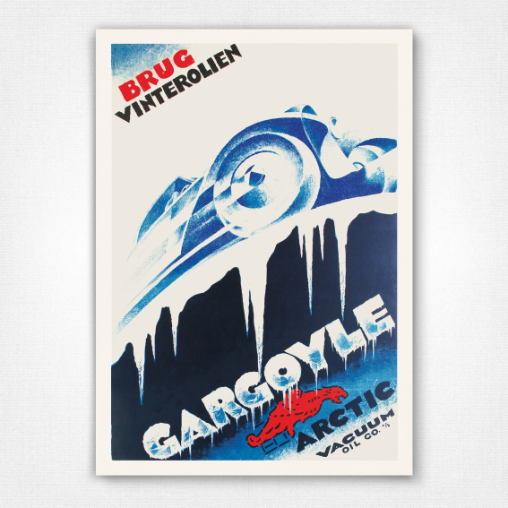 Brug Vinterolien Gargoyle Arctic Oil poster - c1925 - Berlingske Bogtrykkeri